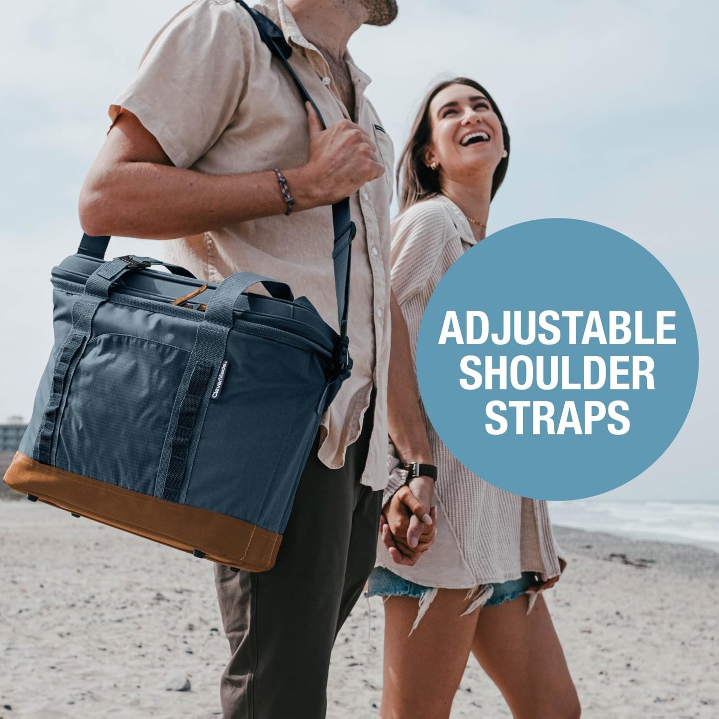 CleverMade Collapsible Insulated Cooler Bag – Leakproof Soft Folding Cooler for Beach, Travel, Car