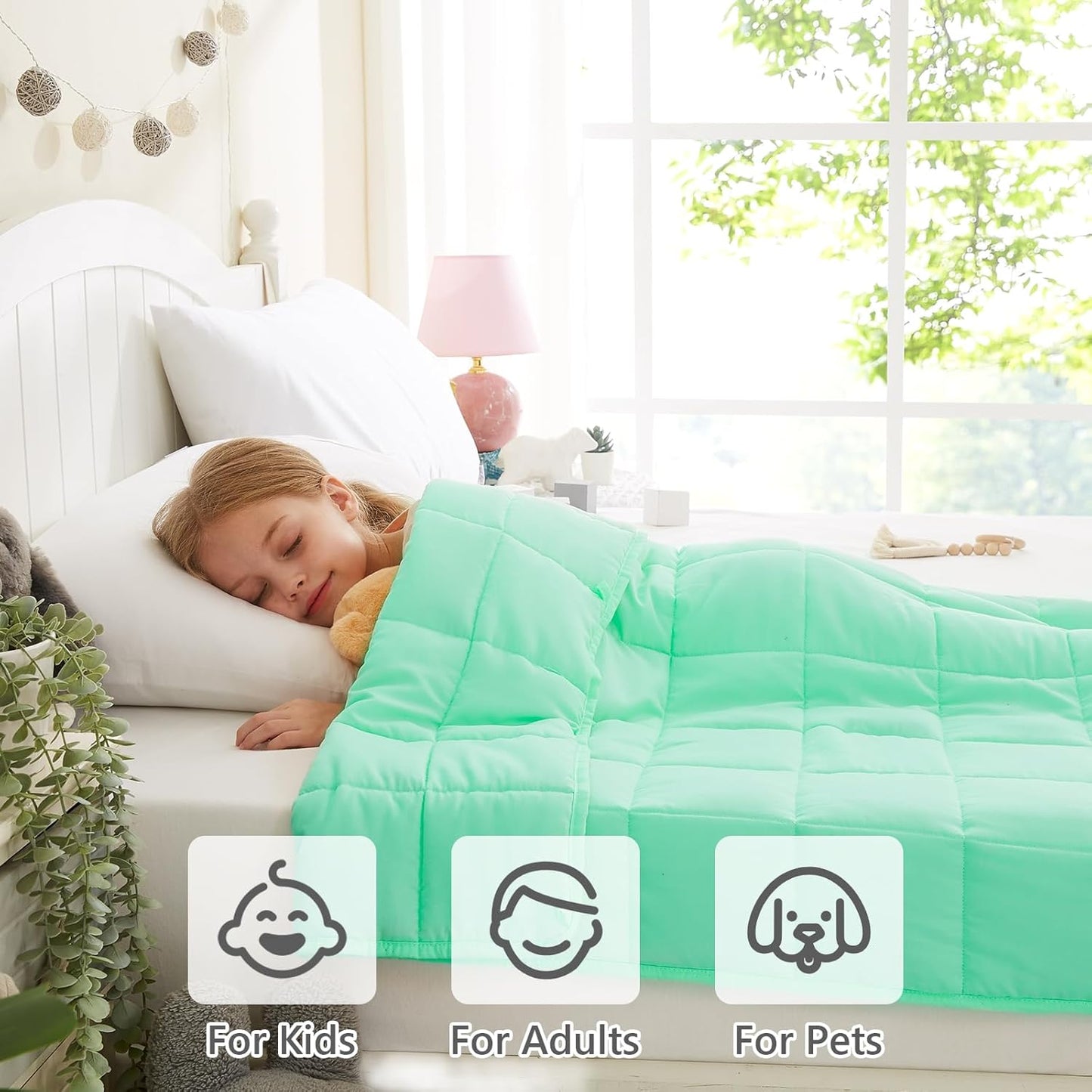 L'AGRATY Weighted Blanket - 40"x60" 10lbs Breathable Weighted Blanket Microfiber Material with Glass Beads