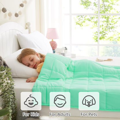 L'AGRATY Weighted Blanket - 40"x60" 10lbs Breathable Weighted Blanket Microfiber Material with Glass Beads