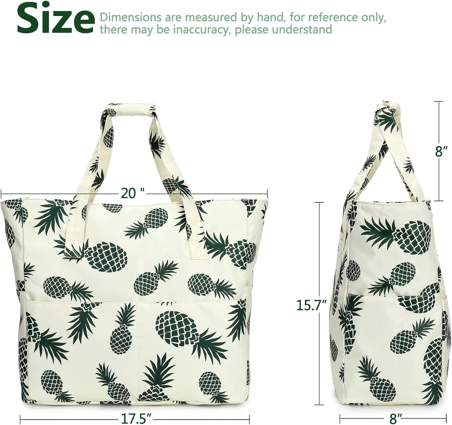 LEDAOU Large Beach Tote Bag Women Waterproof Sandproof Zipper Beach Tote Bag for Pool Gym Grocery Travel with Wet Pocket