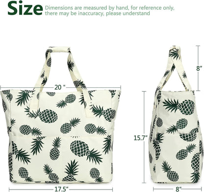 LEDAOU Large Beach Tote Bag Women Waterproof Sandproof Zipper Beach Tote Bag for Pool Gym Grocery Travel with Wet Pocket