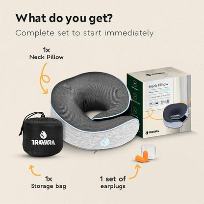 Travel Pillow - Airplane Neck Pillow - 100% Pure Memory Foam Flight Pillow - Image 8