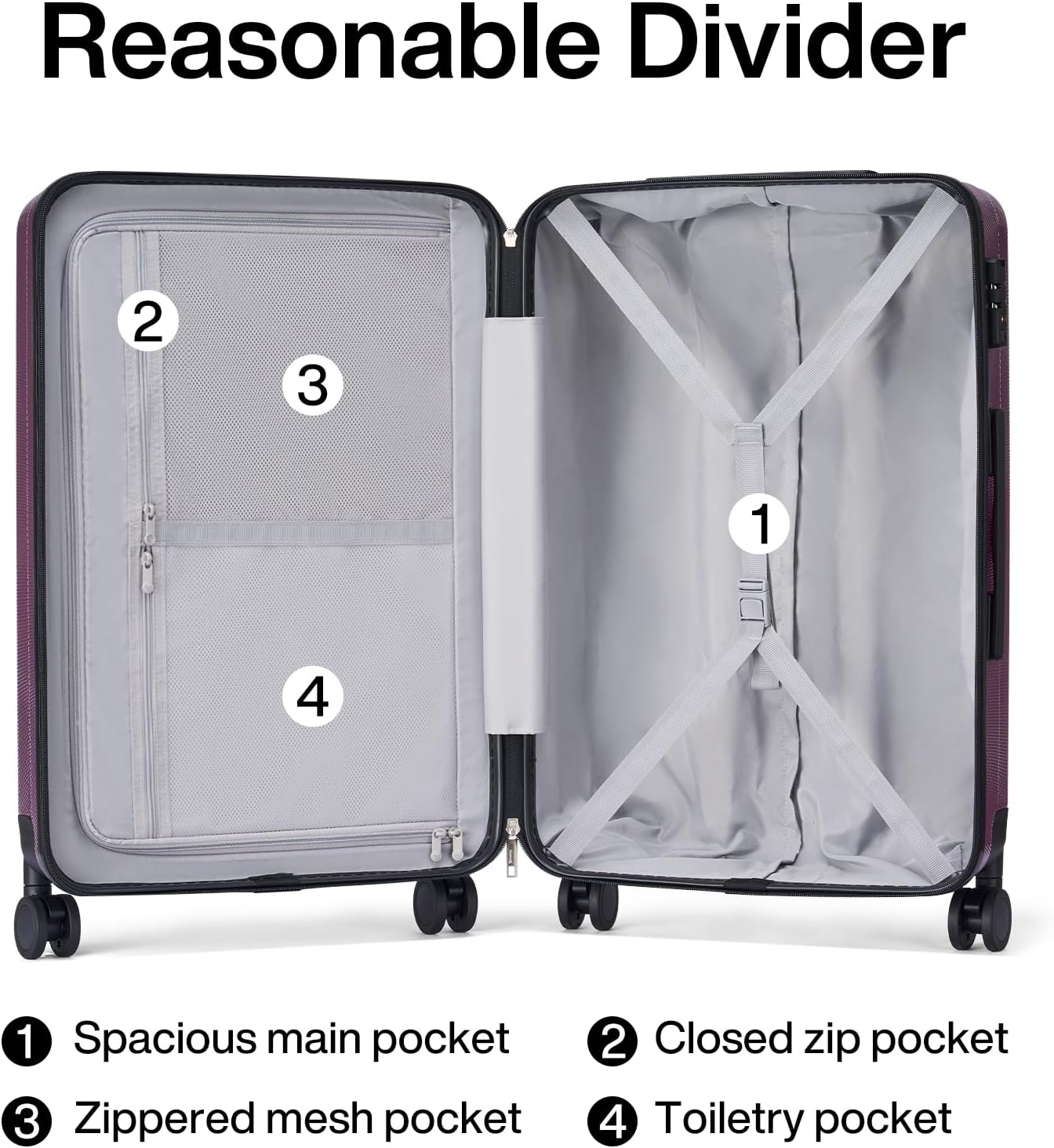 Hanke Luggage Sets 2 piece Carry On Luggage with Wheels PC Hard Shell Suitcases Lightweight Checked Travel Luggage Large Travel Suitcase Woman Men 20/29 Inch（Purple）