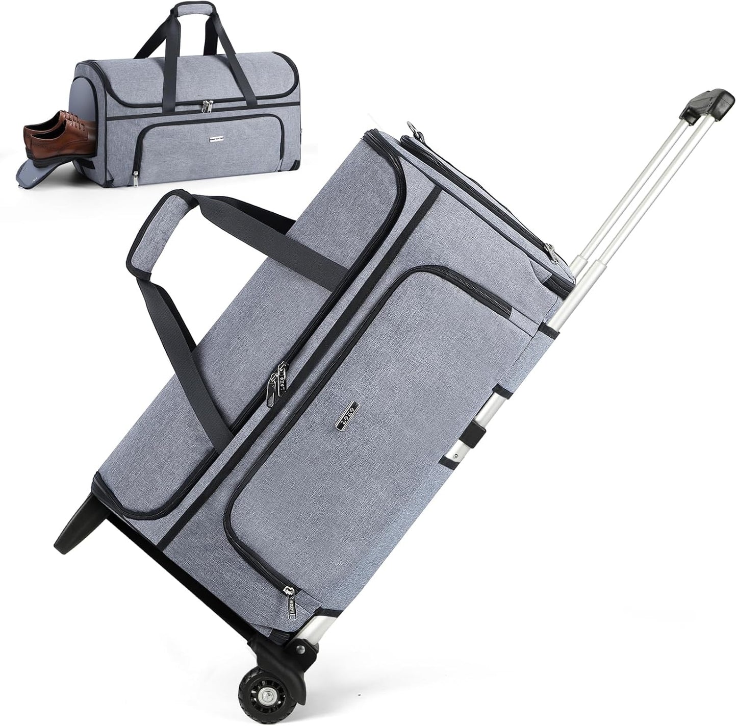 Garment Bags with Wheels, Garment Convertible Weekender Bags, Large Garment Bags for Travel, Duffle Luggage Bag Garment Bag(Grey)