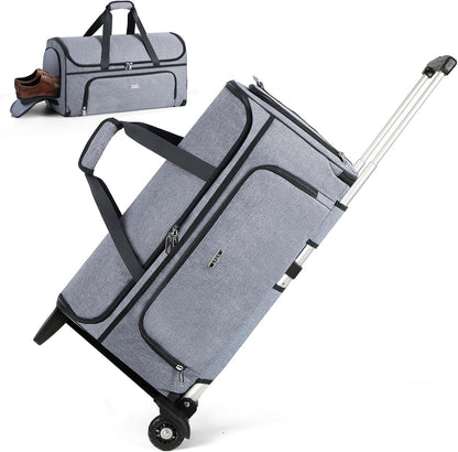 Garment Bags with Wheels, Garment Convertible Weekender Bags, Large Garment Bags for Travel, Duffle Luggage Bag Garment Bag(Grey)