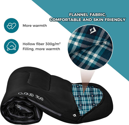 KingCamp Sleeping Bag for Adults, Cold Weather & Warm XL Big and Tall Flannel Sleeping Bags with Compression Sack Portable Waterproof Essentials Gear Accessories for Outdoor Camping