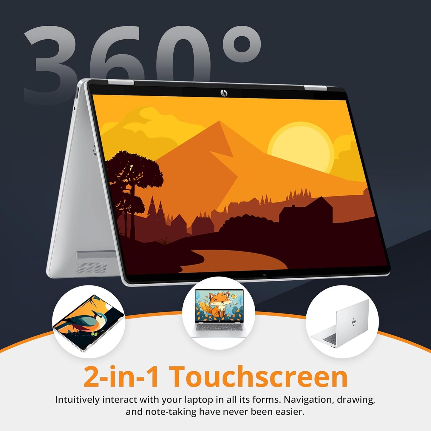 HP OmniBook 5 Flip 2-in-1 14" 2K Touchscreen Laptop, Intel 7 150U, 16GB LPDDR5, 2.16TB Storage(2TB SSD+160GB Docking Station Set), Intel Graphics, Backlit Keyboard, Wi-Fi 6E, Windows 11, Silver