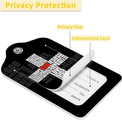 2 Pack I Love Jesus Luggage Tags for Suitcases,Christian Symbol Leather Baggage Suitcases Tag Name ID Label Privacy Cover Travel Bag Tags for Women Men Boys Girls