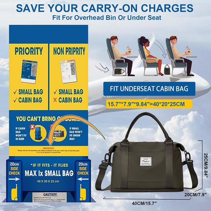 Travel Duffel Bag, Sports Tote Gym Bag, Shoulder Weekender Overnight Bag for Women