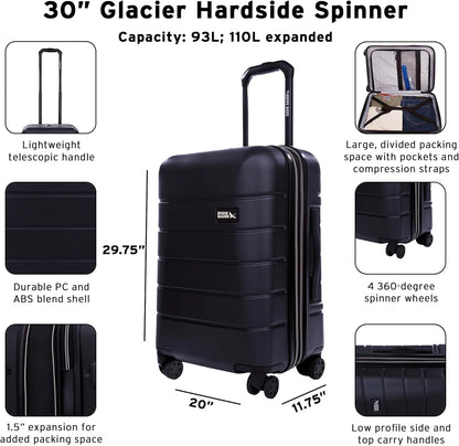 Eddie Bauer Glacier Carry-On 22" Luggage | Hardside | Spinner Wheels | Expandable | Lightweight | Travel Essentials - Storm Blue
