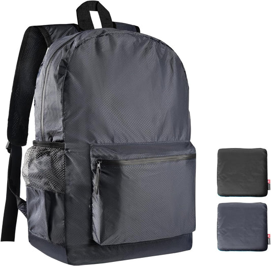 pack all 20L Lightweight Packable Backpack, Water Resistant Foldable Backpack, Travel Hiking Daypack with Waterproof Zippers (Navy Blue)