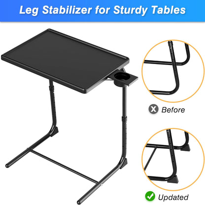 Allpop TV Tray Table, TV Dinner Tray for Eating Set of 2, Adjustable Folding Laptop Table with 6 Heights & 3 Tilt Angles, Cup Holder on Couch & Bed, Black