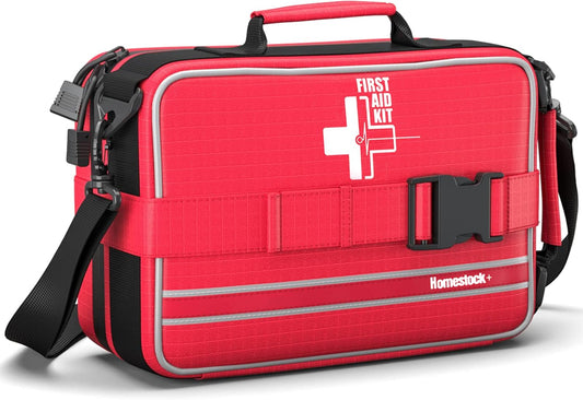 First Aid Kit with Labeled and Color-Coded Compartments, Emergency Medical Kit for Cars, Home, Office, Backpacking, Camping and Cycling