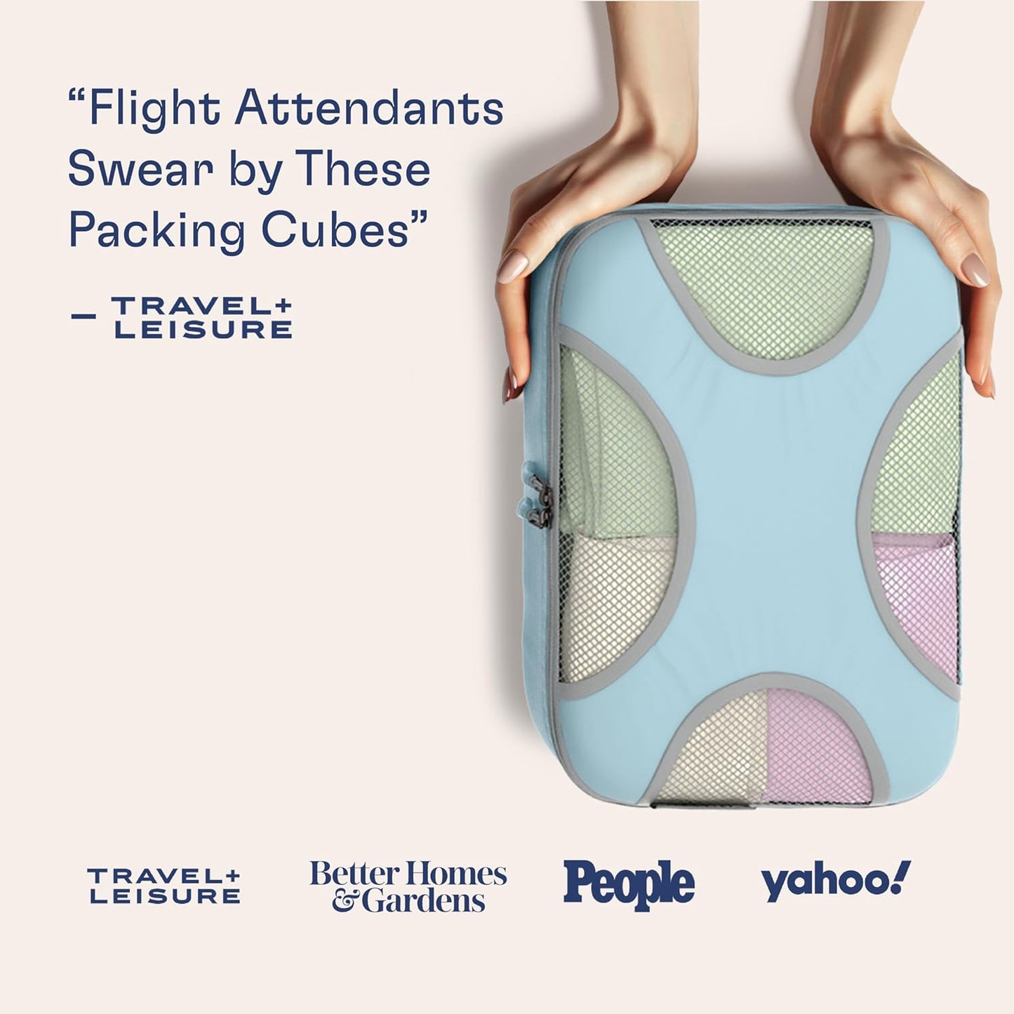 Shacke Premium 8 Packing Cubes Set - Lightweight Mesh Travel Luggage Organizers with Laundry Bag, 8-Piece Suitcase Storage System (Sky Blue)