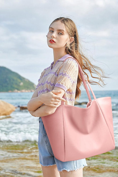 KALIDI Large Tote Bag Vegan Leather Casual Zipper Work Bag Weekender Hobo for Women 23L Oversize Shoulder Travel Purse