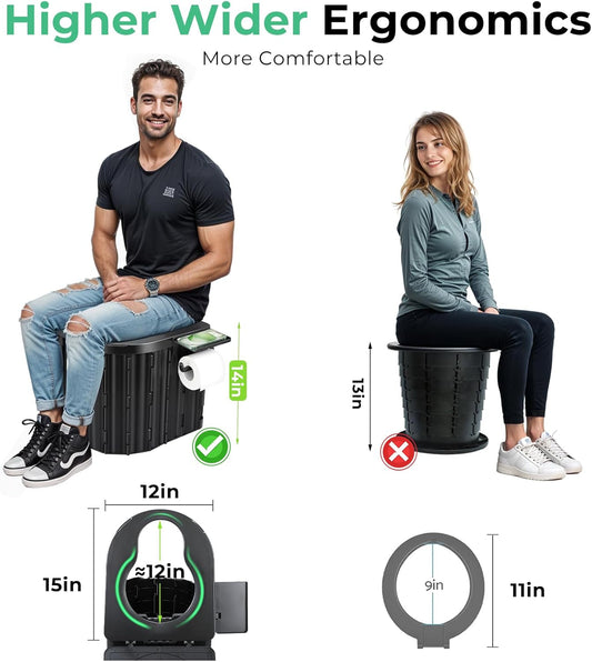 Sckee Camping Toilet, Portable Toilet for Adults, Portable Travel Folding Toilet with Lid and Paper Holder, Compact Potty for Car, Camp Toilet Portable Toilet for Camping, Hiking,Truck, RV, Beach