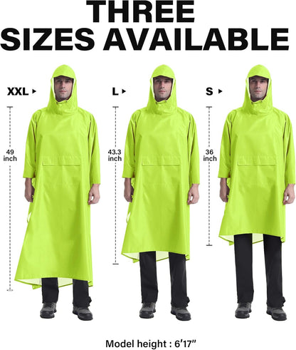 iCreek Hooded Rain Poncho with Pocket Waterproof Lightweight Unisex Raincoat Jacket for Hiking, Camping, Outdoor