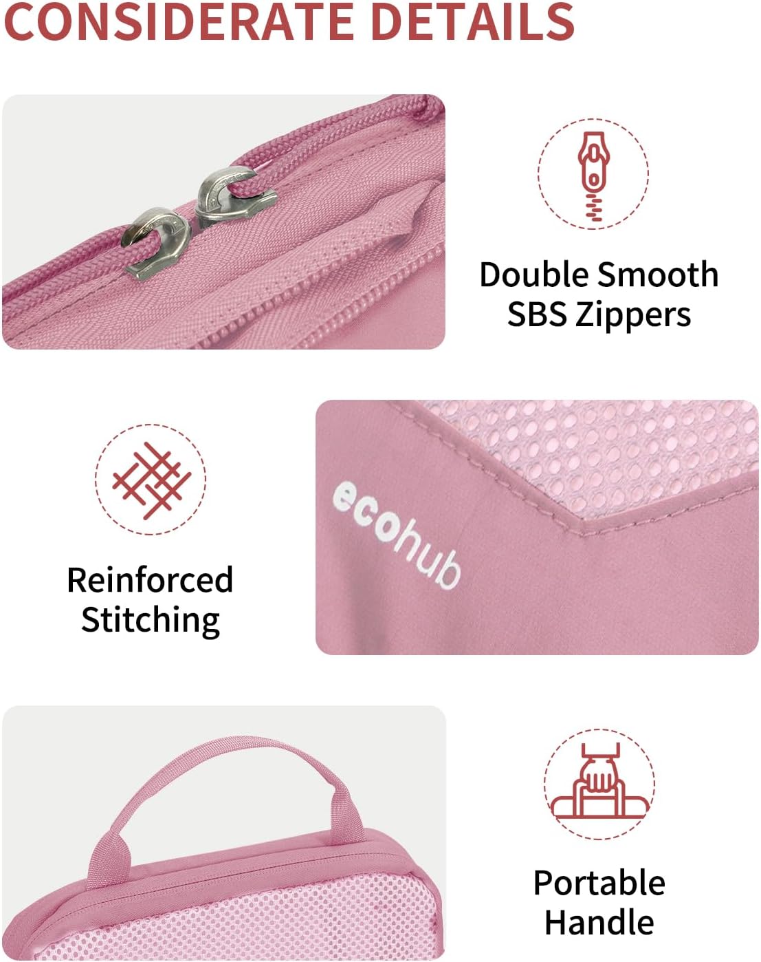 ECOHUB 4 Set /6 Set Packing Cubes for Travel Durable Suitcase Organizer Bags Set with Personalized Tag Various Sizes Travel Essentials Traveling Accessories for Luggage Machine Washable