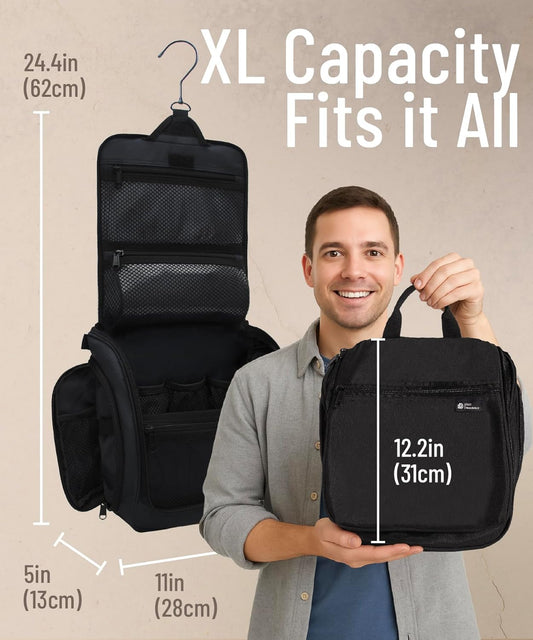 DD D&D Wanderlust D&D Hanging Travel Toiletry Bag for Men and Women - Extra Large Toiletries Organizer Kit with 10 Compartments, YKK Zippers, XXL Metal Swivel Hook, Water-Resistant Nylon