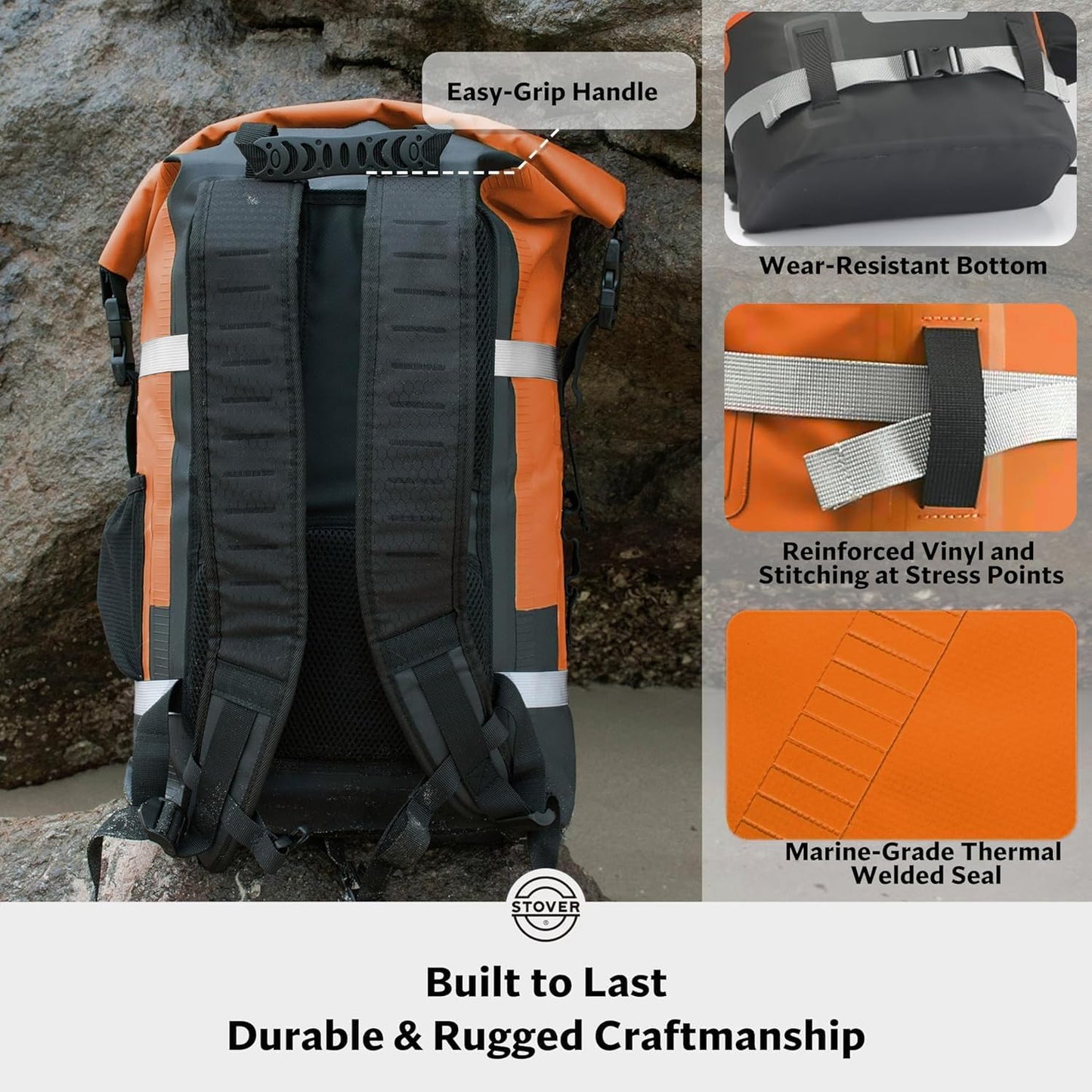 STOVER 5/10/25/30/40/55L Waterproof Backpack- Floating Dry Bag for Kayaking, Travel, Beach, Hiking, & Camping, Men/Women