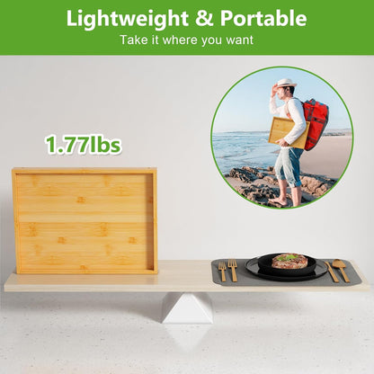 Bed Tray Table with Folding Legs,Bamboo Breakfast in Bed for Kitchen Serving Tray,Sofa,Eating,Used As Laptop Desk Snack Tray (Bamboo, Medium)
