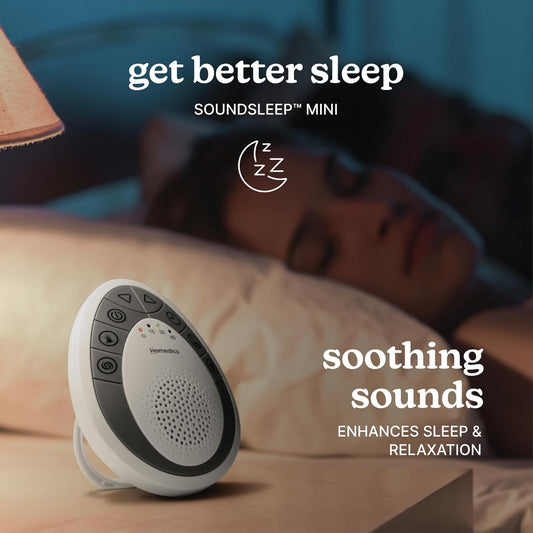 Homedics Rejuvenate Traveler White Noise Sound Machine, Portable Sound Machine with 4 Relaxing Sounds for Travel, Home, Nursery and Office, Auto Off Timer