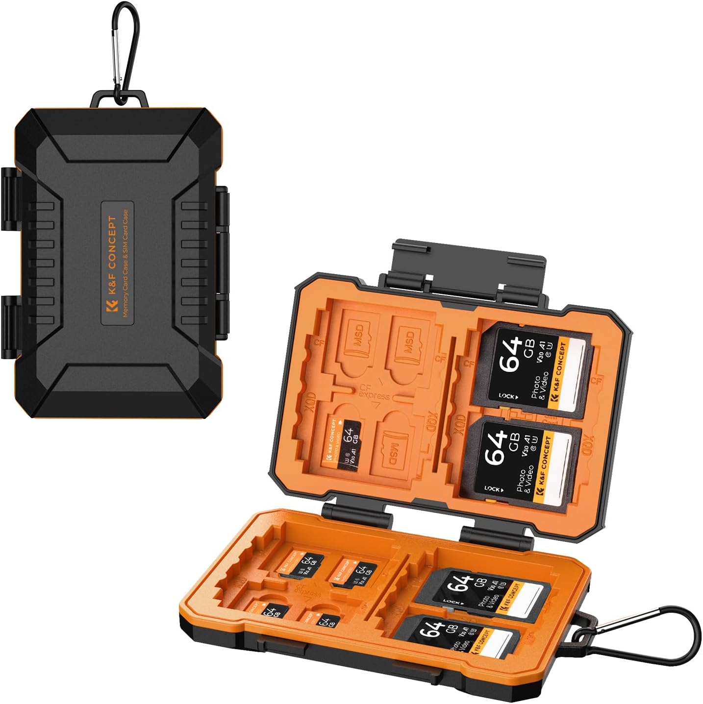 K&F Concept Memory Card Case - 25 Slot Carrying Case for SD, CF, CFexpress, Micro SD, Nano SIM & Micro SIM Cards