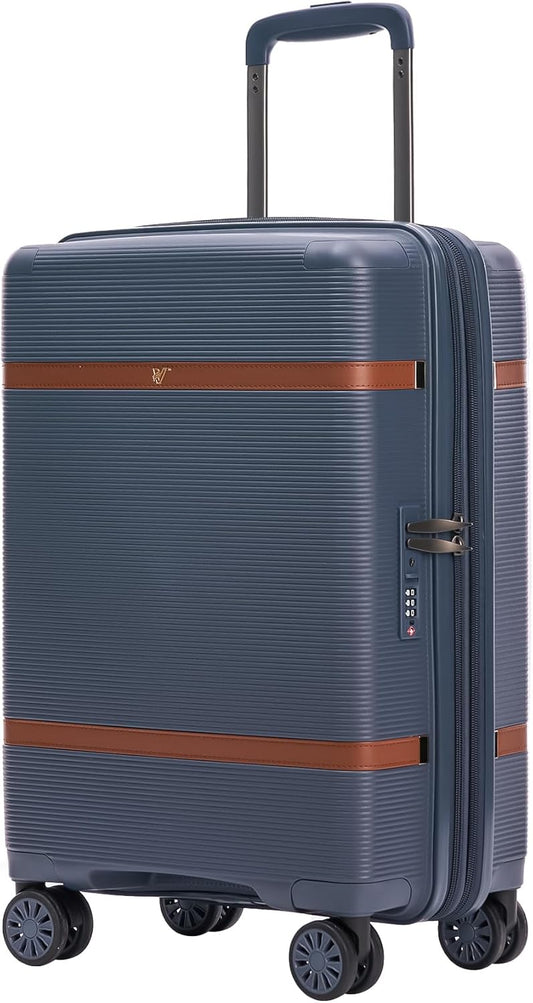 Verage Florence Hardside Carry-On Luggage with Spinner Wheels, Lightweight Expandable Suitcase with TSA Lock, Artist-Inspired Stylish Travel Luggage for Women, 20-Inch, Midnight Blue