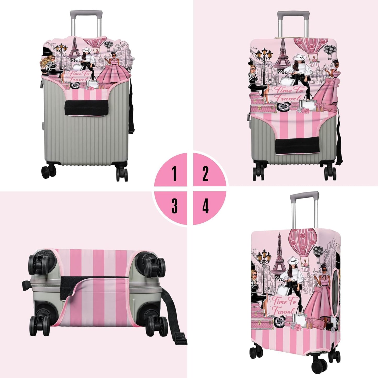 Travel Luggage Cover Suitcase Protector Fits 18-32 Inch Wheel Covers PatternedTravel Related Items Flower Luggage Protector Elastic L