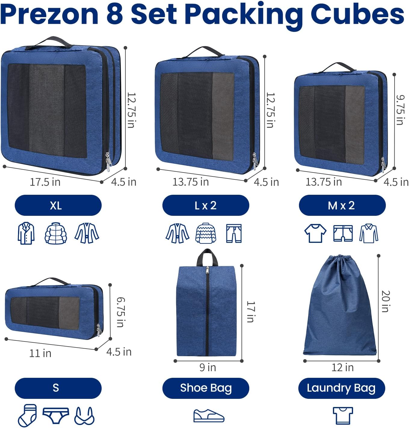 8 Set/6 Set/4 Set Compression Packing Cubes for Travel, Lightweight Vacation Travel Essentials, Travel Accessories for Suitcase Organizer Bags Set, Durable Luggage Organizer