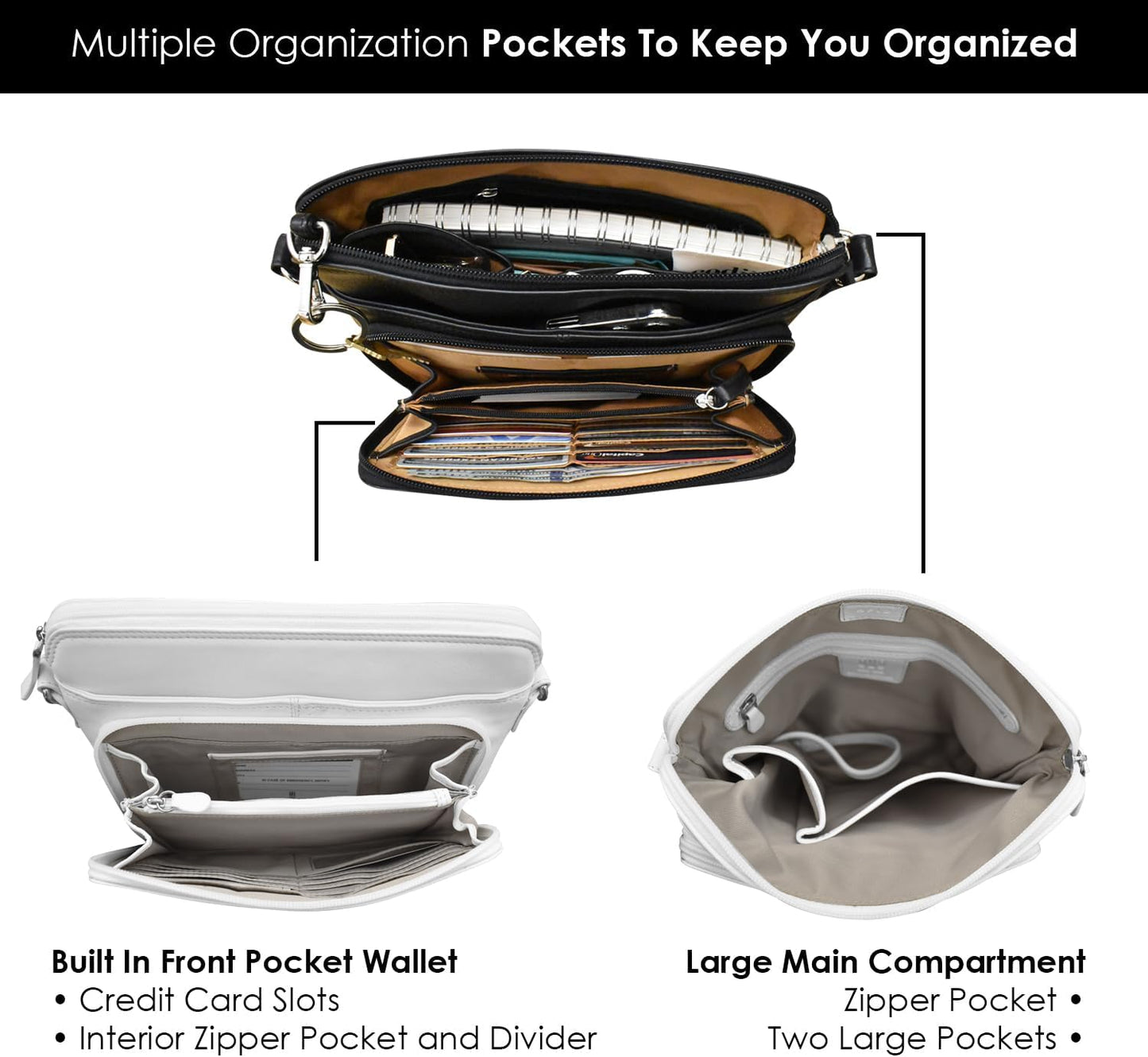 ili New York Genuine Leather Crossbody Bags for Women - Premium RFID Blocking Shoulder Bag Organizer with Adjustable Strap