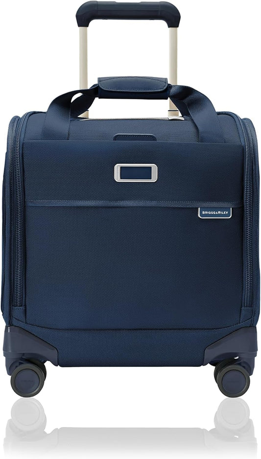 Briggs & Riley Cabin Spinner - Carry On Luggage for Travel, Suitcases with Wheels, Softside Rolling Bag for Men & Women, Fits Under Plane Seat, Interlocking Handle - Baseline Collection, Navy