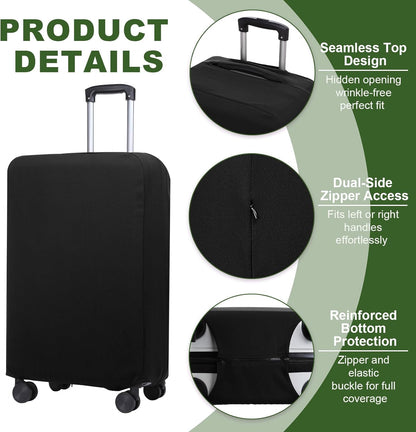 PATIKIL Luggage Cover, Suitcases Covers Elastic Carry on Cover Protector Washable Scratch-Resistant Fits 24-25 Inch Luggage for Travel Business Trips, Black