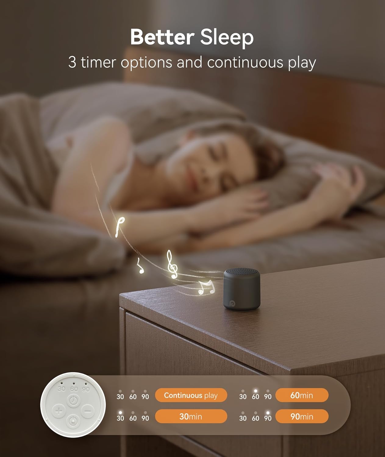 Dreamegg Travel Sound Machine - Portable Sound Machine for Baby Adults, Travel Sound Machine for Sleep, 16 Nature Sound, Timer, White Noise Machine for Sleeping Gift, Black