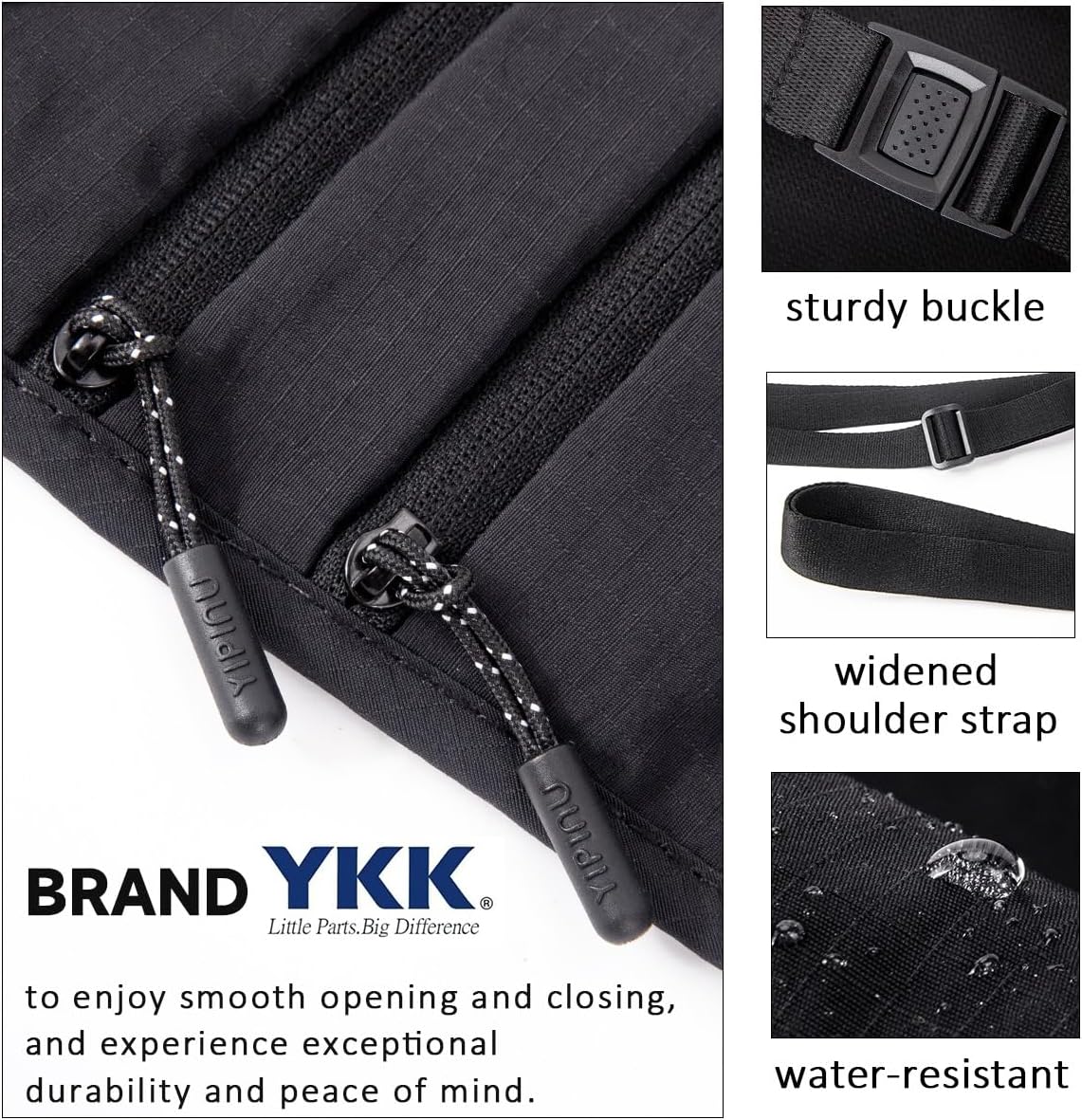 Crossbody Money Belt for Travel Women & Men Hidden, Travel Wallet Pouch - Slim Passport Holde, RFID Blocking Neck Wallet Under Clothes to Protect Cash, Credit Cards and Documents (BLACK)