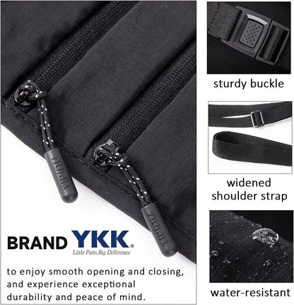 Crossbody Money Belt for Travel Women & Men Hidden, Travel Wallet Pouch - Slim Passport Holde, RFID Blocking Neck Wallet Under Clothes to Protect Cash, Credit Cards and Documents (BLACK)