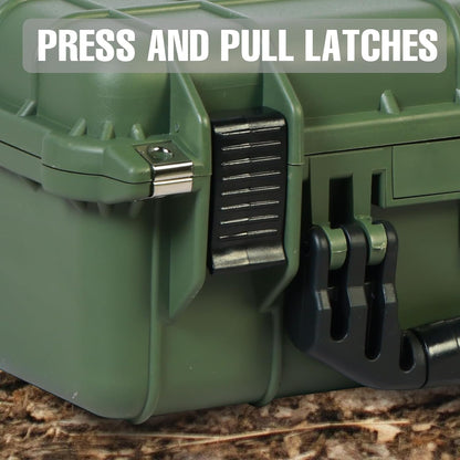 16x 12.8x 6.8 Inch Hard Case, Portable Weather Waterproof Protective Camera Case with Customizable Foam, Fit Use of Drones, Camera, Equipments, Green