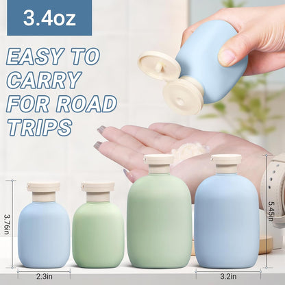 3.4oz Travel Bottle with Flip Cap, Leak Proof Squeeze Bottles, Refillable Plastic Travel Containers for Creams, Lotion, Foundation, Shampoo, Conditioner