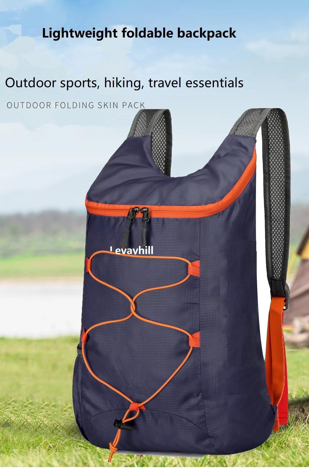 16L Hiking Daypack Lightweight Foldable Travel Backpack Water Repellent Camping Outdoor Packable Easy Carry-on Bag(Dark Blue)