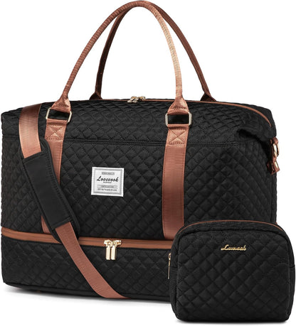 LOVEVOOK Travel Duffle Bag,Weekender Bags for Women with Shoe Compartment，Carry on Overnight Bag with Toiletry Bag,Gym Duffel Bag with Wet Pocket, Hospital Bags for Labor and Delivery