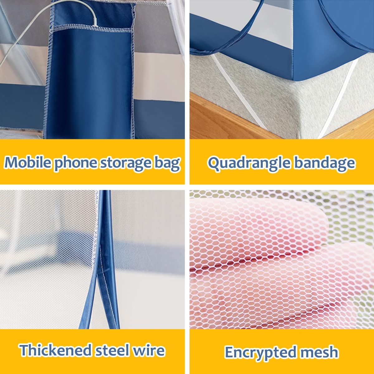 Jsanh Folding Mosquito Net Tent Canopy Curtains for Beds Pop Up Mosquito Net Tent King Size Portable Mosquito Netting with Bottom for Baby Adults(L80xW80XH62 inch