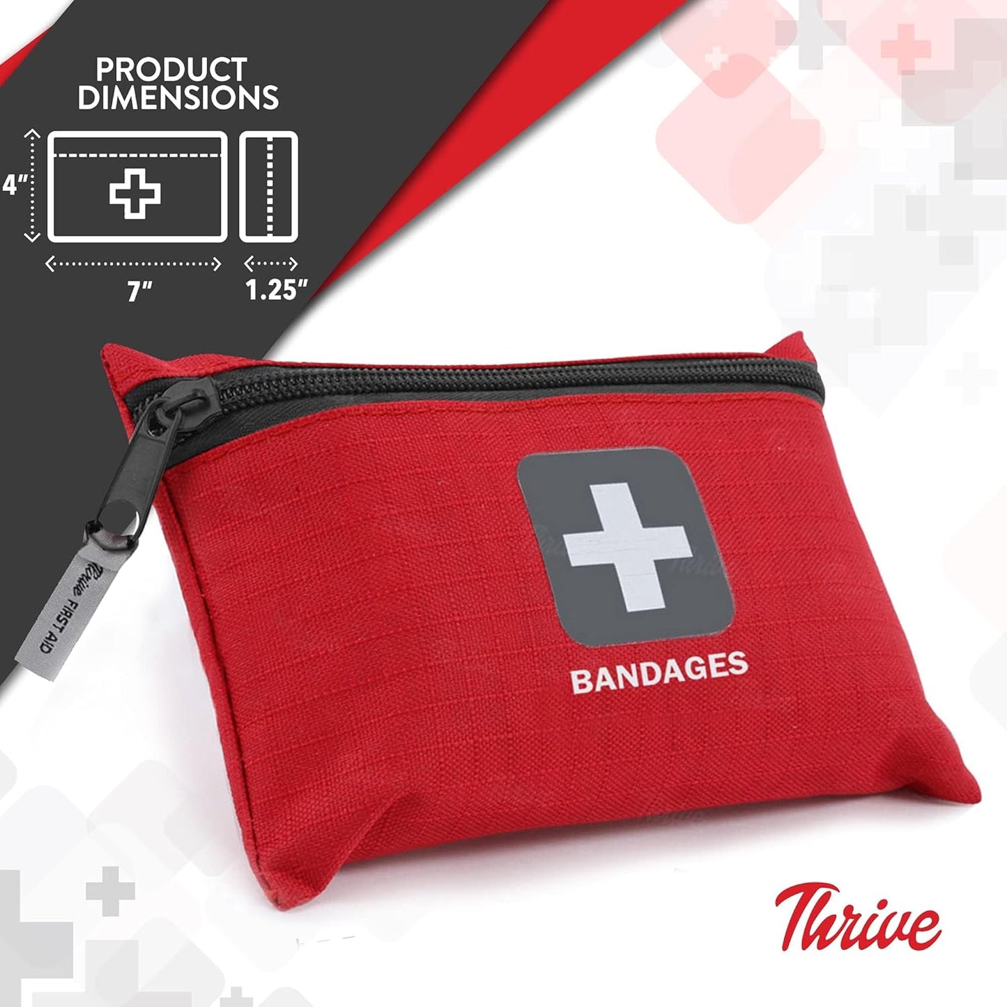 Thrive Adhesive Bandages (Pack of 305)- Multipack- Fabric with Storage Bag, Tough and Flexible Waterproof Bandages Variety Pack for Kids and Adults, Small, Medium, Large, and Circular Sizes Included