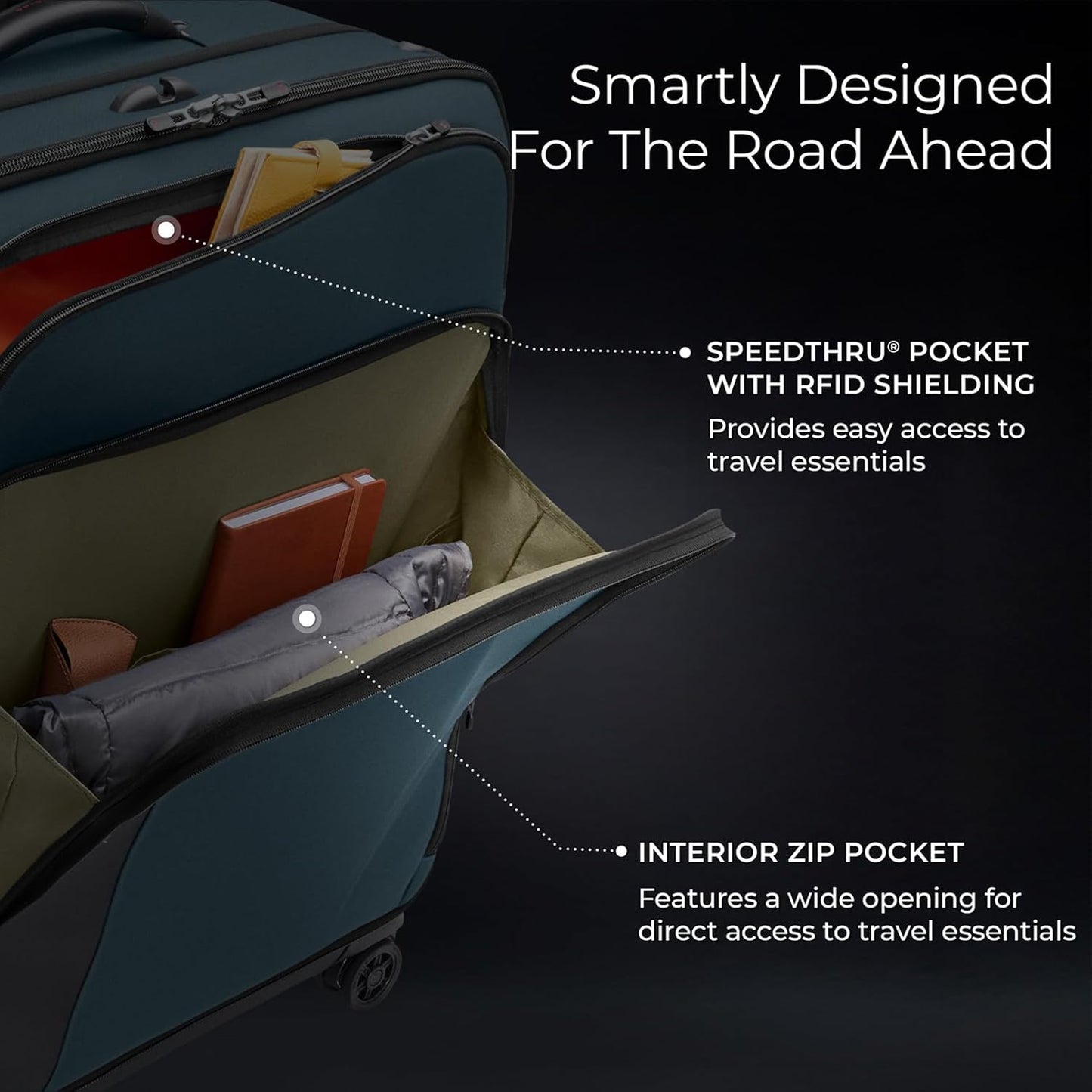 Briggs & Riley 29" Large Expandable Spinner - Checked Luggage for Travel, Suitcases with Wheels, Softside Rolling Bag for Men & Women - ZDX Collection, Ocean
