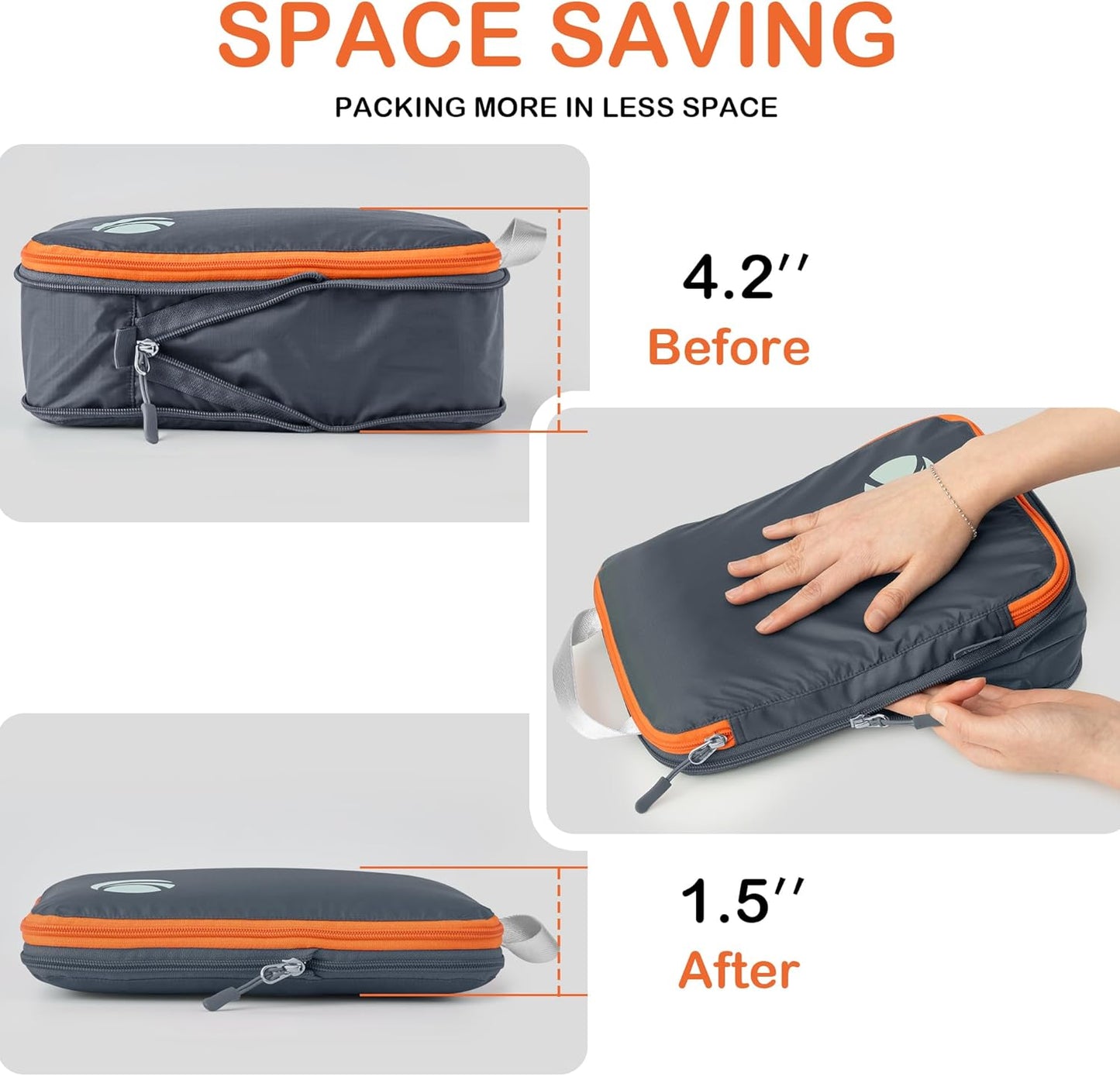 Cipway Compression Packing Cubes, Ultralight Luggage Organizer Bags, Travel Essentials for Carry on Suitcase (3 Piece,Gray)