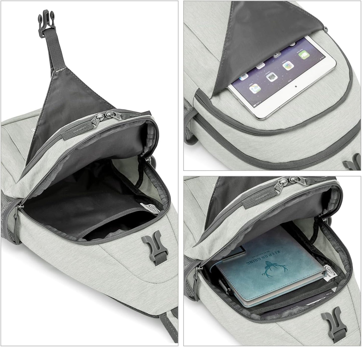 G4Free Sling Bag RFID Blocking Sling Backpack Crossbody Chest Bag Daypack for Hiking Travel(Gainsboro)