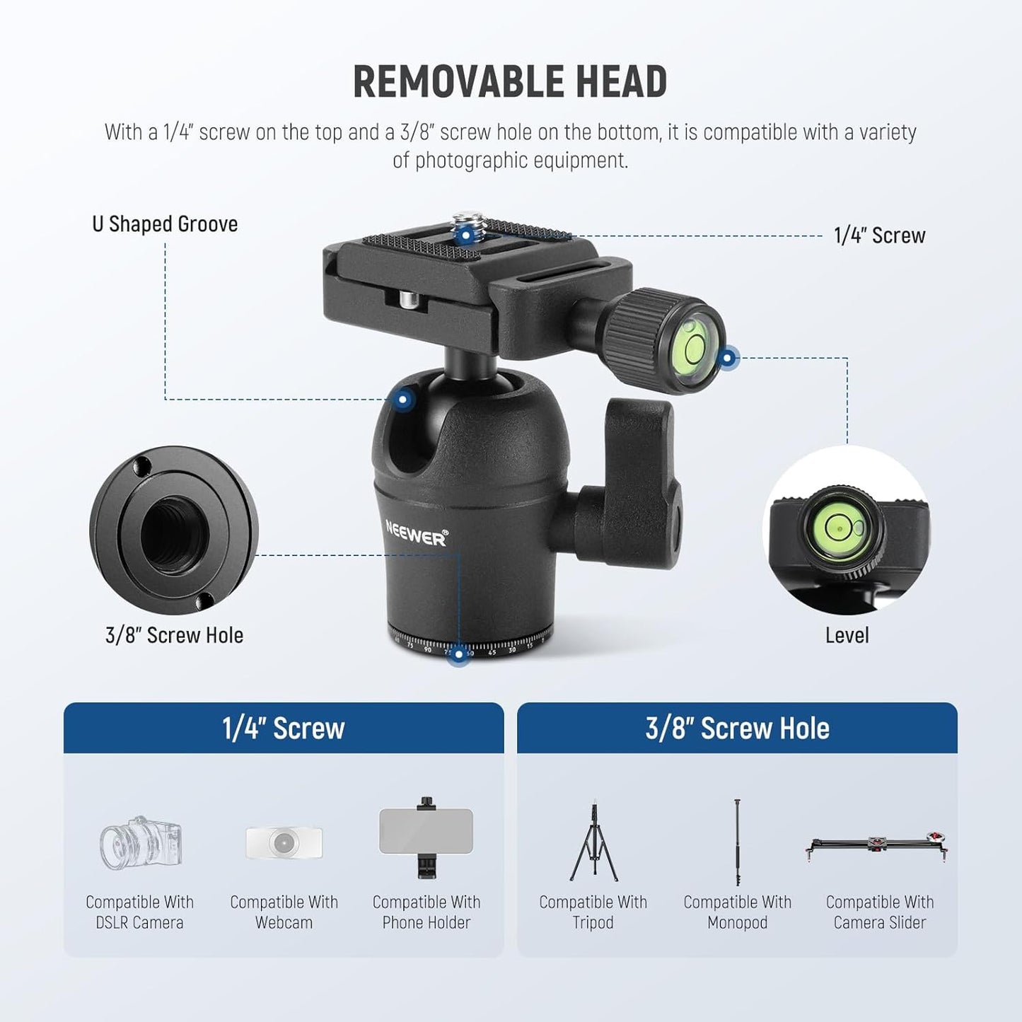 NEEWER TP09 Carbon Fiber Mini Tripod Compatible with iPhone, 20" Lightweight Compact Travel Desktop Tripod Stand with Ball Head, Phone Holder, Remote for Phone DSLR Camera Video Camcorder Webcam