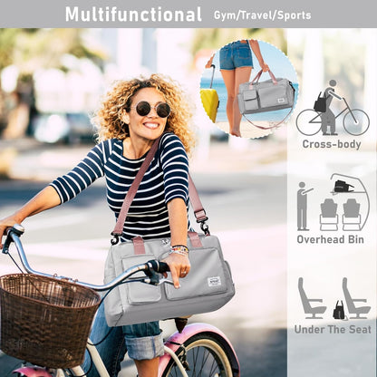 NPBAG Women Travel Duffel, Multi Functional Large Expandable Weekender Carry-on Tote, Gym Workout Overnight Bag, Mommy Hospital Bag for Labor and Delivery