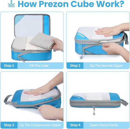 8 Set/6 Set/4 Set Compression Packing Cubes for Travel, Lightweight Vacation Travel Essentials, Travel Accessories for Suitcase Organizer Bags Set, Durable Luggage Organizer