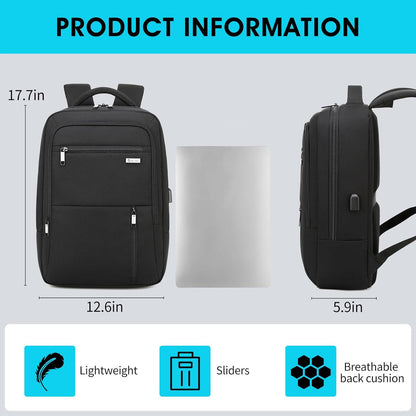 DUSLANG 15.6 Inch Laptop Backpack for Travel Water Resistant College Book bag for Men Women Laptop Bag with USB Charging Port Business Backpack,Black