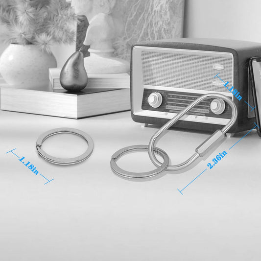 Key Chain, Brass Key Rings 2 Pack Screw Lock Key Organizer with 4 Rings Carabiner Keychain Clip for Men and Women